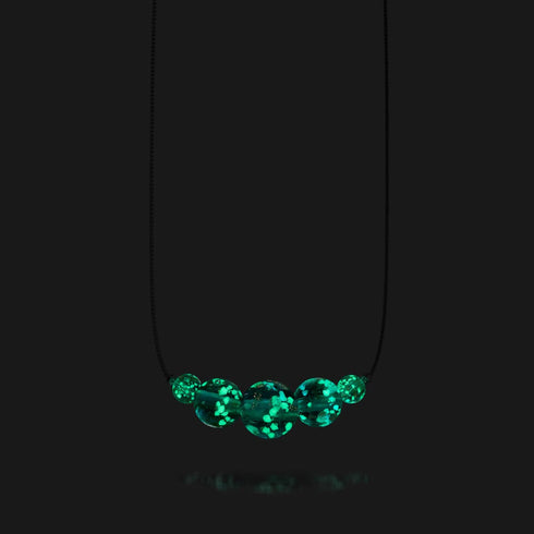 Obsidian | 925er Sterlingsilber | Halskette mit Glühwürmchen-Glas-Unendlichkeitsverschluss